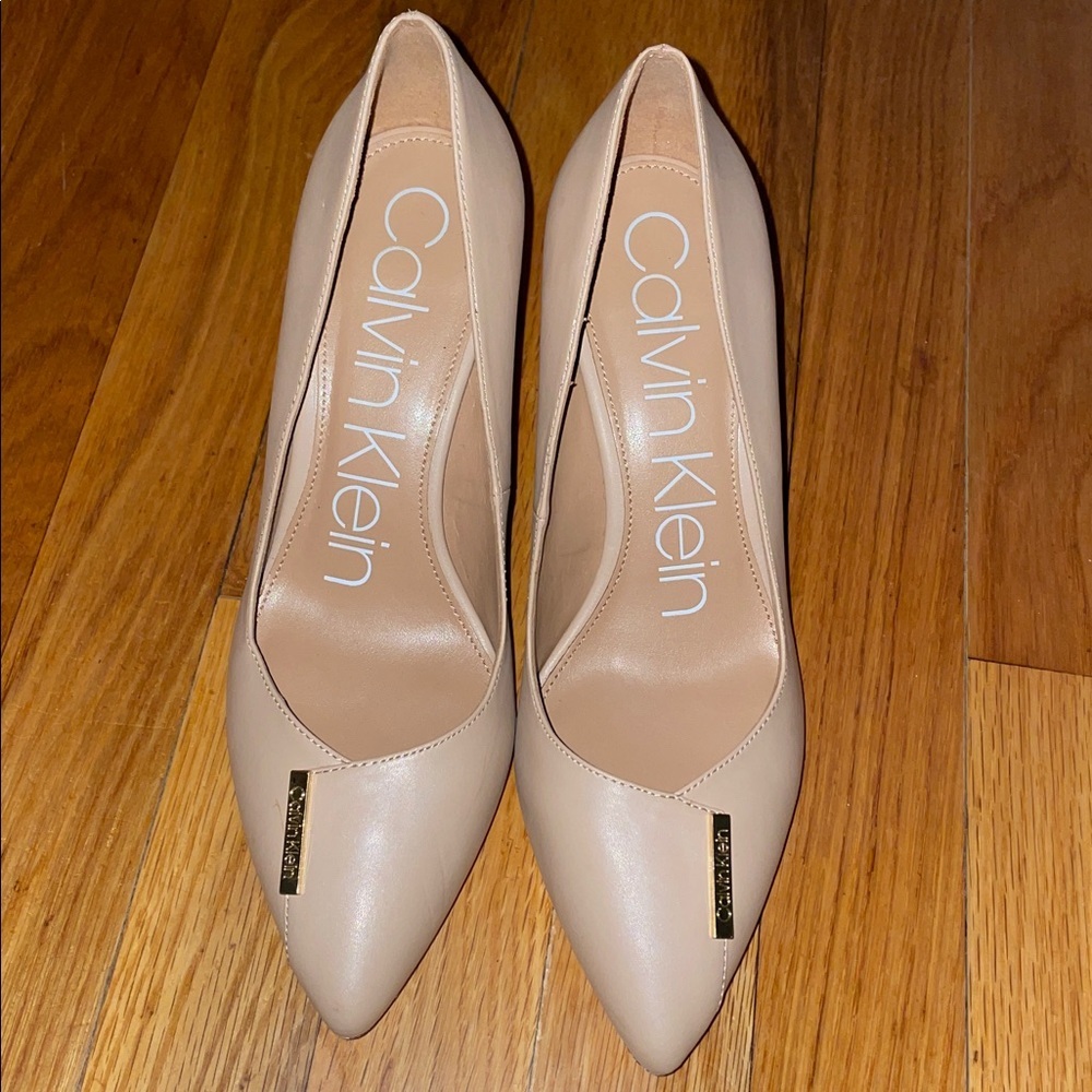 Anthropologie Calvin Klein Nude Heels. Gayle or Brady. ‎ Size 8.  Leather.